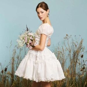 Sister Jane Ivory Puff Sleeve Mini Dress